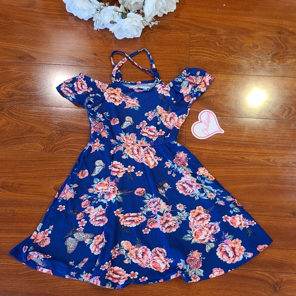 Chillipop Girls Floral Off Shoulder Dress 5/6